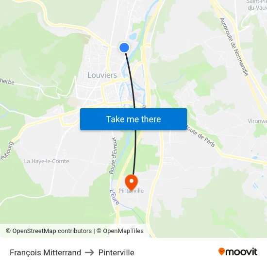François Mitterrand to Pinterville map