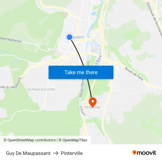 Guy De Maupassant to Pinterville map