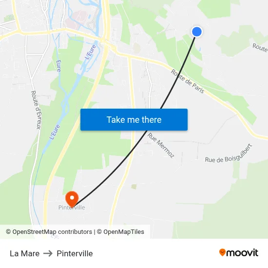 La Mare to Pinterville map