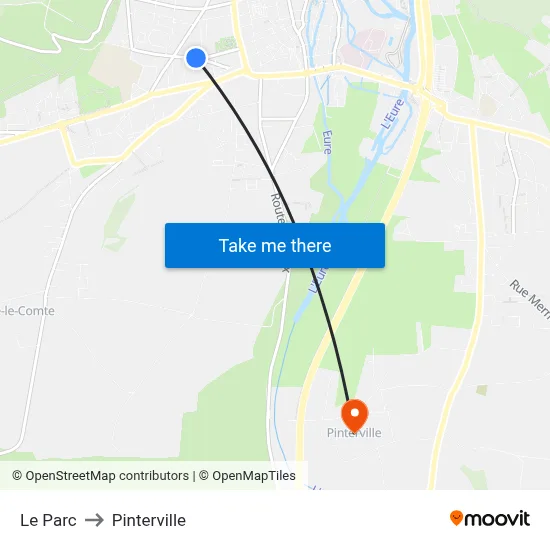 Le Parc to Pinterville map