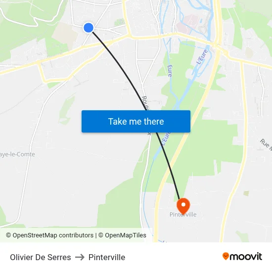 Olivier De Serres to Pinterville map