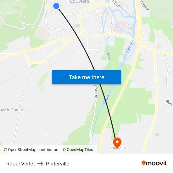 Raoul Verlet to Pinterville map