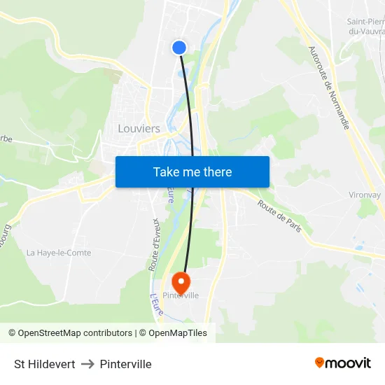 St Hildevert to Pinterville map