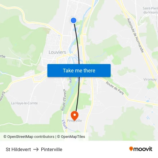 St Hildevert to Pinterville map