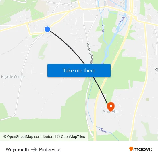 Weymouth to Pinterville map