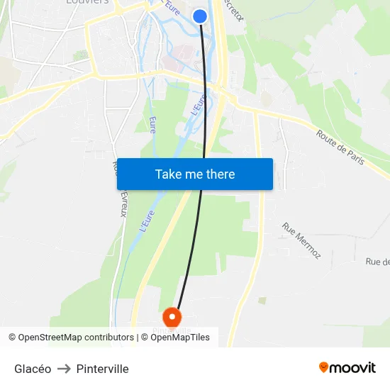 Glacéo to Pinterville map