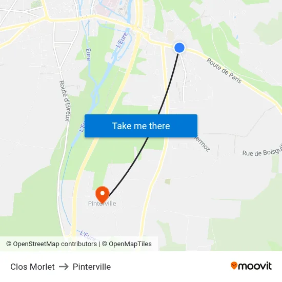 Clos Morlet to Pinterville map