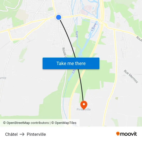 Châtel to Pinterville map