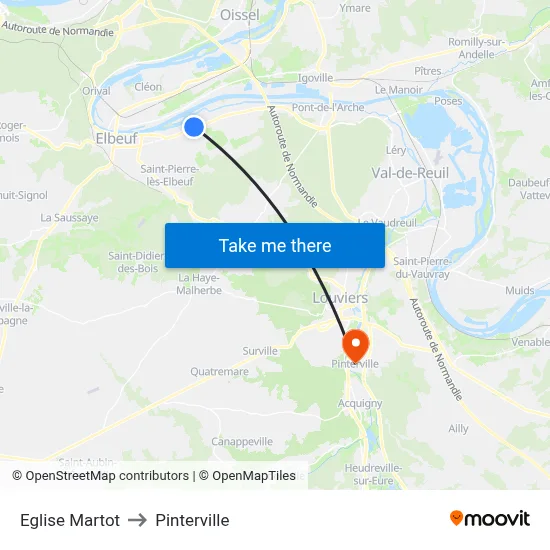 Eglise Martot to Pinterville map