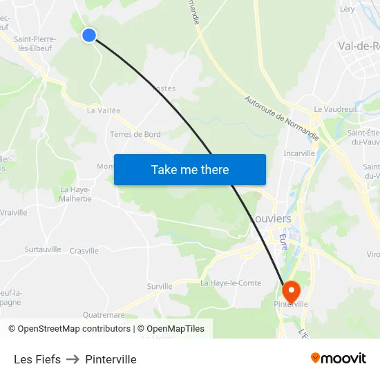 Les Fiefs to Pinterville map