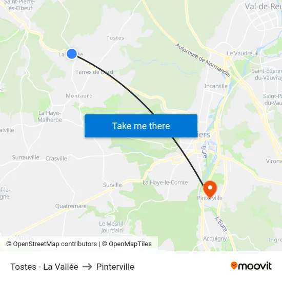 Tostes - La Vallée to Pinterville map