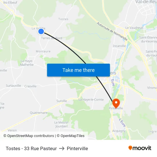 Tostes - 33 Rue Pasteur to Pinterville map