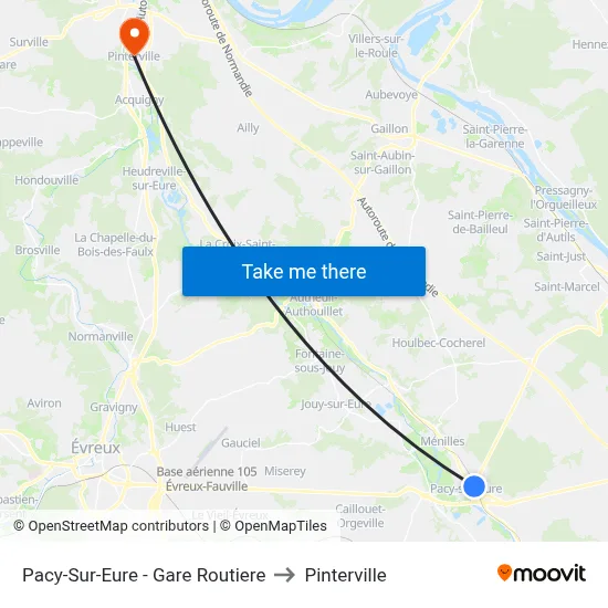Pacy-Sur-Eure - Gare Routiere to Pinterville map