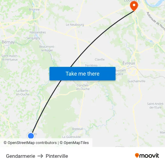 Gendarmerie to Pinterville map