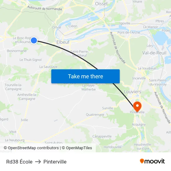 Rd38 École to Pinterville map