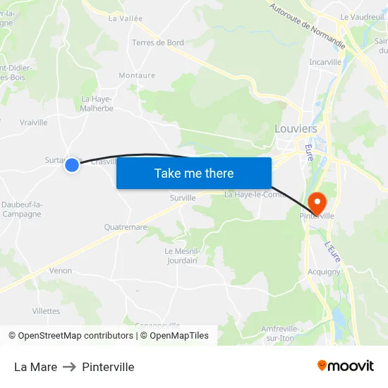 La Mare to Pinterville map