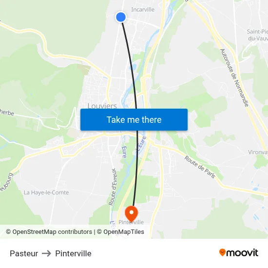 Pasteur to Pinterville map