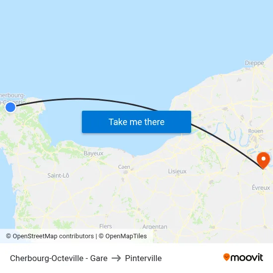 Cherbourg-Octeville - Gare to Pinterville map