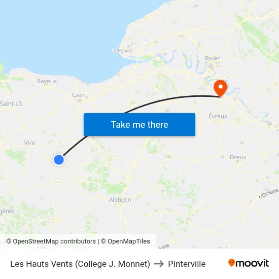 Les Hauts Vents (College J. Monnet) to Pinterville map