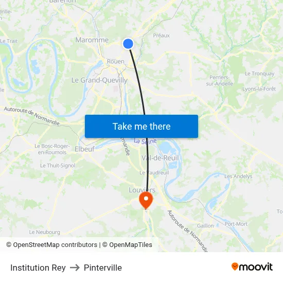 Institution Rey to Pinterville map