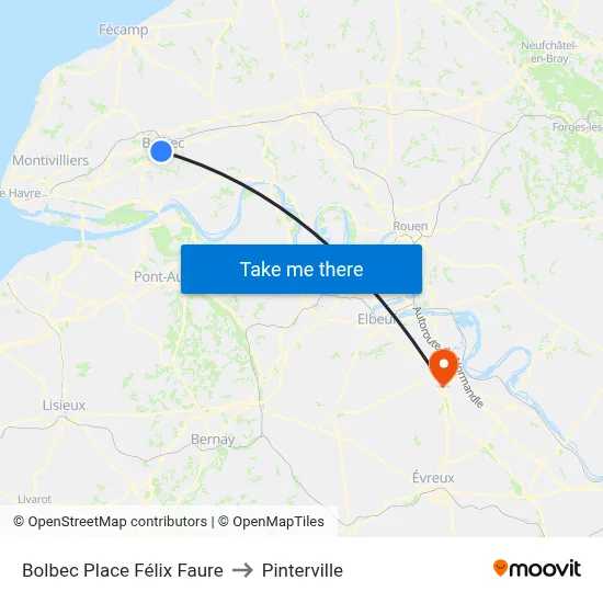 Bolbec Place Félix Faure to Pinterville map