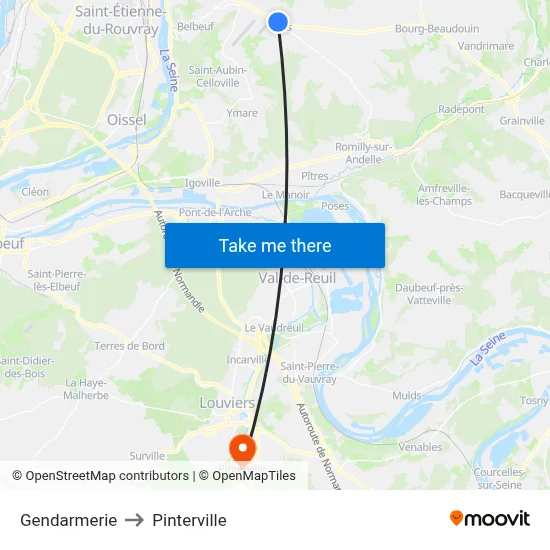 Gendarmerie to Pinterville map