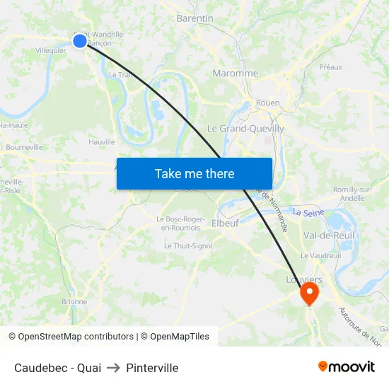 Caudebec - Quai to Pinterville map