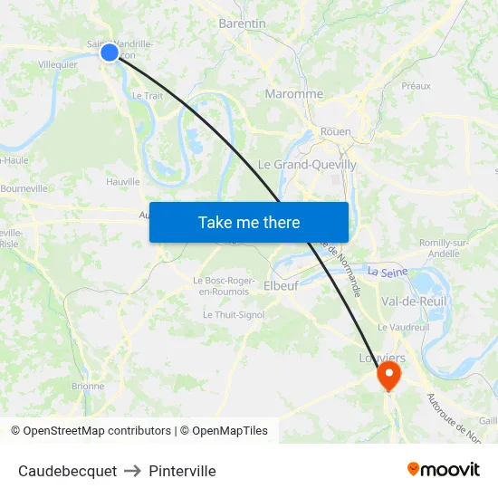 Caudebecquet to Pinterville map