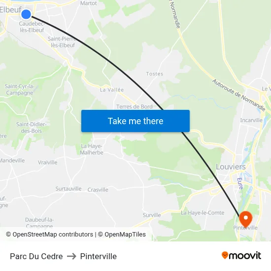 Parc Du Cedre to Pinterville map