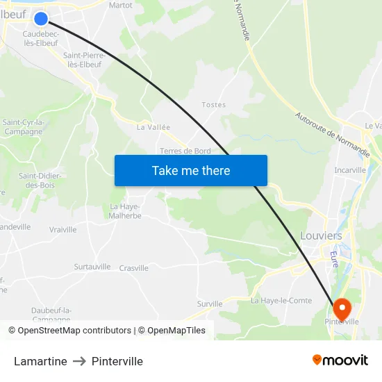 Lamartine to Pinterville map