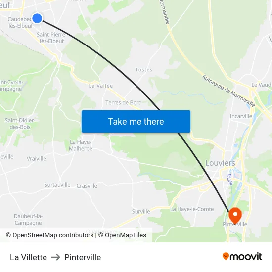 La Villette to Pinterville map