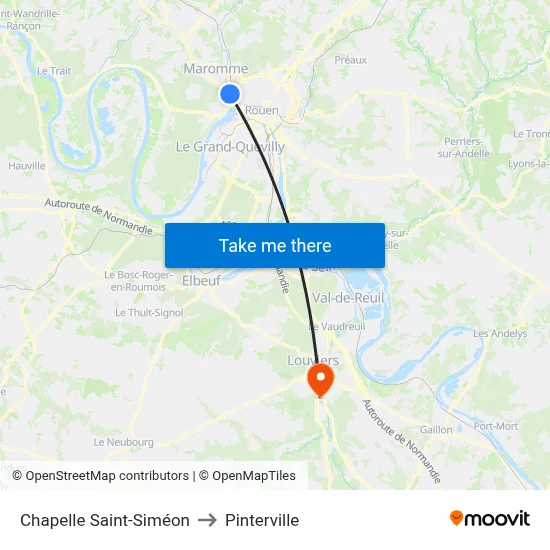 Chapelle Saint-Siméon to Pinterville map