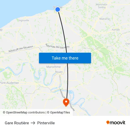 Gare Routière to Pinterville map