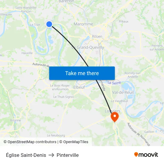 Église Saint-Denis to Pinterville map