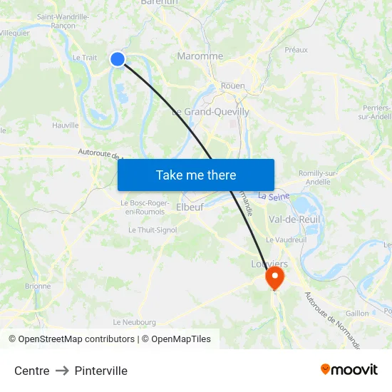 Centre to Pinterville map