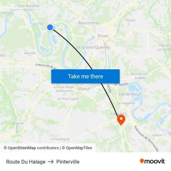 Route Du Halage to Pinterville map