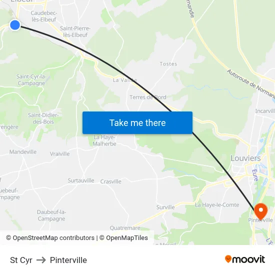 St Cyr to Pinterville map