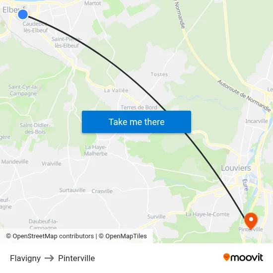 Flavigny to Pinterville map