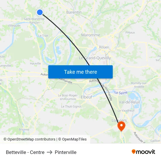 Betteville - Centre to Pinterville map