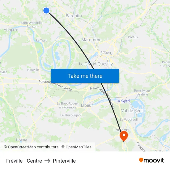 Fréville - Centre to Pinterville map