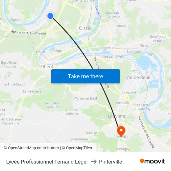 Lycée Professionnel Fernand Léger to Pinterville map