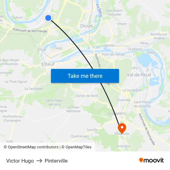 Victor Hugo to Pinterville map
