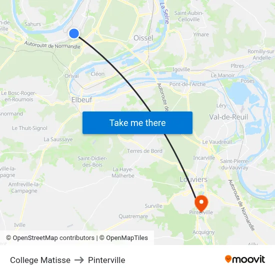 College Matisse to Pinterville map