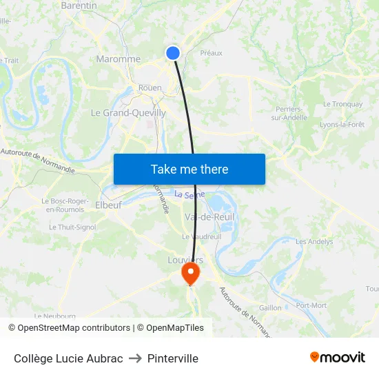 Collège Lucie Aubrac to Pinterville map