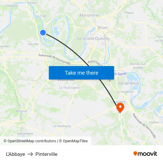 L'Abbaye to Pinterville map