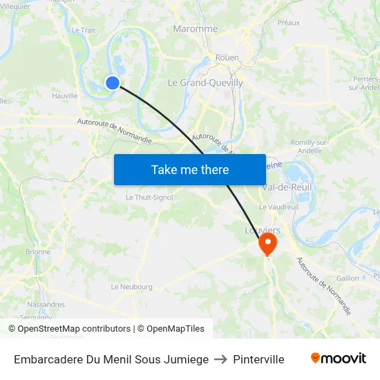 Embarcadere Du Menil Sous Jumiege to Pinterville map
