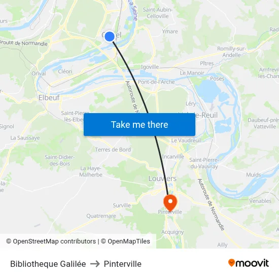 Bibliotheque Galilée to Pinterville map