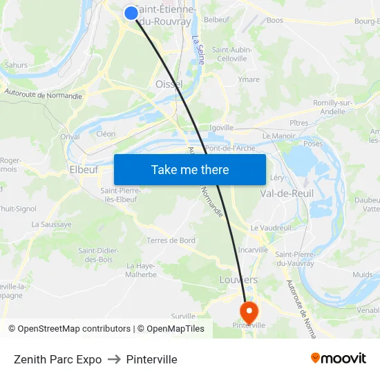 Zenith  Parc Expo to Pinterville map