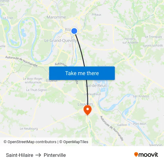 Saint-Hilaire to Pinterville map