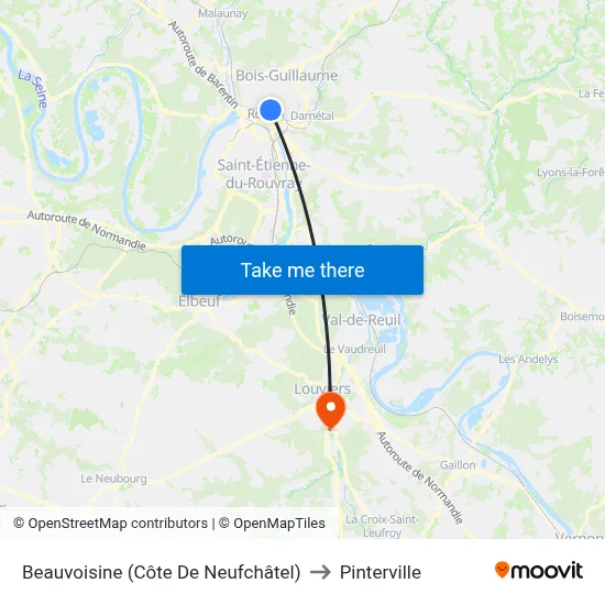 Beauvoisine (Côte De Neufchâtel) to Pinterville map